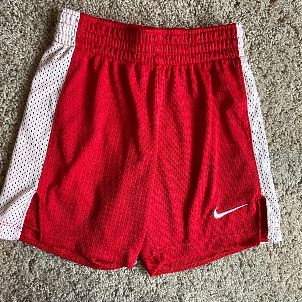 Girls Nike Red and White Athletic Shorts
